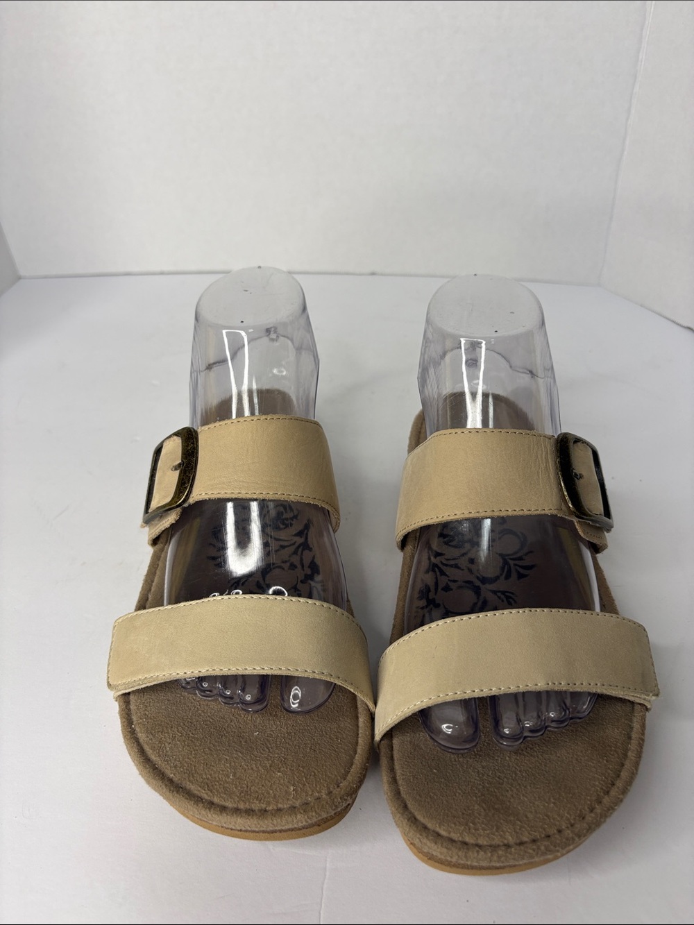 Aertrex Daisy Beige Buckle Strap Women's Slide Sandal - Picture 3 of 8